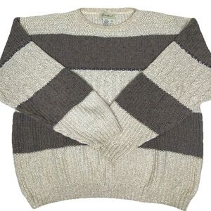 Vintage Eddie Bauer Cable Knit Wool Sweater Men's XL Made In USA Preppy Winter
